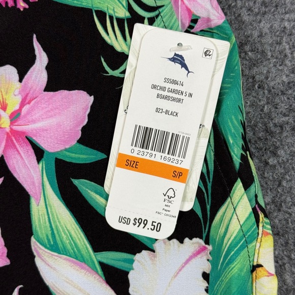 Tommy Bahama Swim Trunks Small Black Floral Orchid Garden Boardshorts NWT Men's‎ - Picture 3 of 10